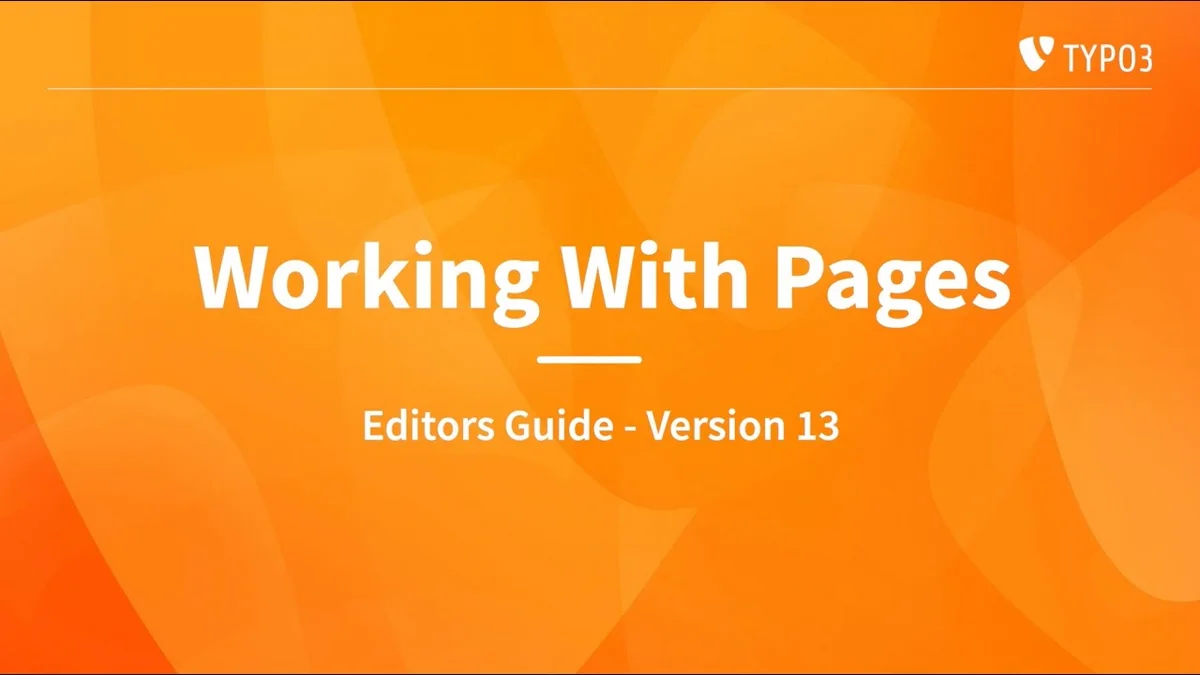 Working With Pages - TYPO3 Editors Guide v13
