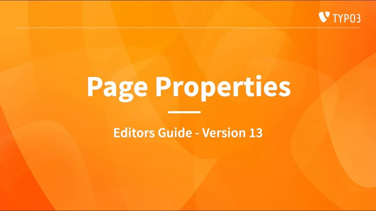 Page Properties - TYPO3 Editors Guide v13