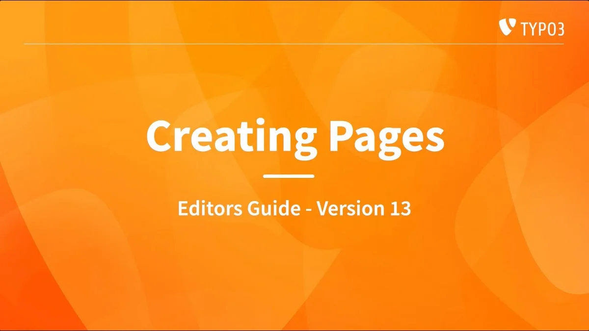 Creating Pages - TYPO3 Editors Guide v13